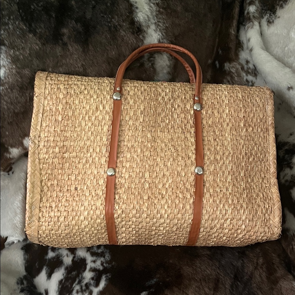 Colorful Embroidered Straw Tote Bag - Picture 2 of 4